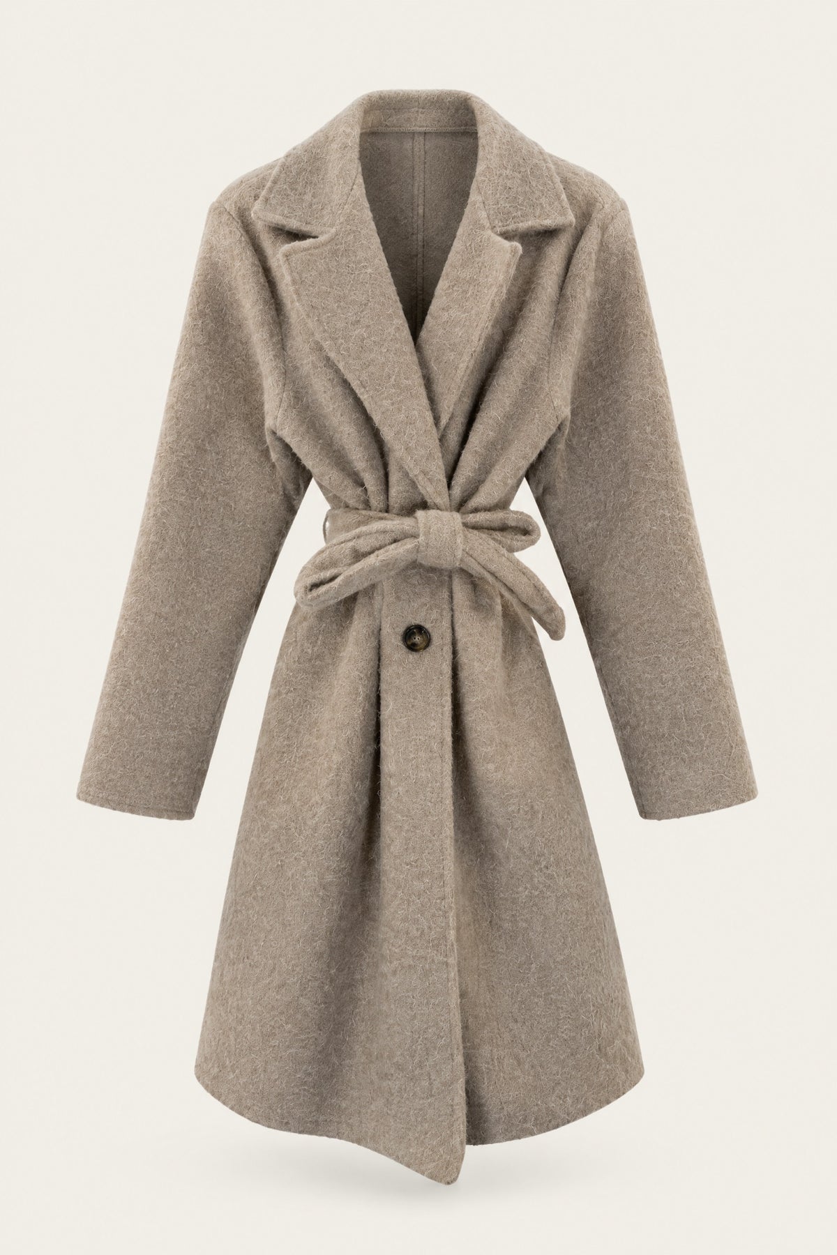 Manteau court bouclé ceinturé