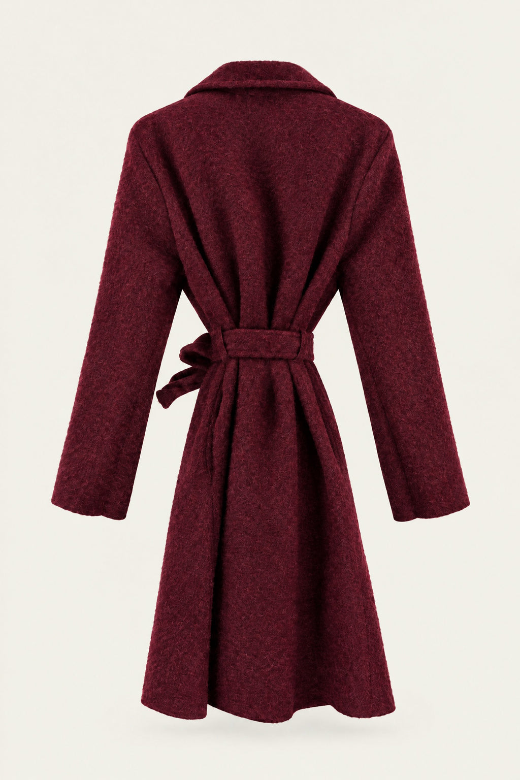 Manteau court bouclé ceinturé