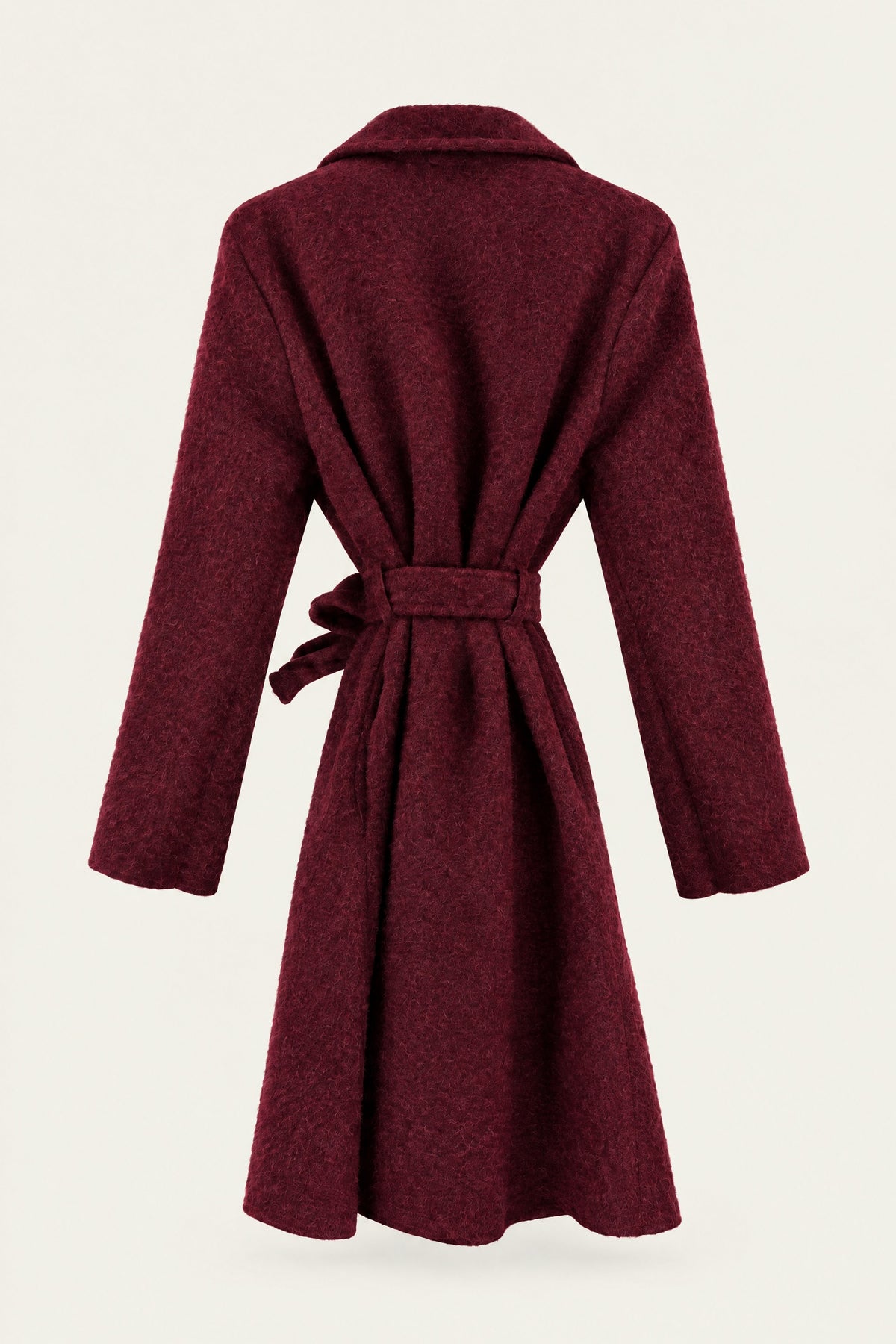 Manteau court bouclé ceinturé