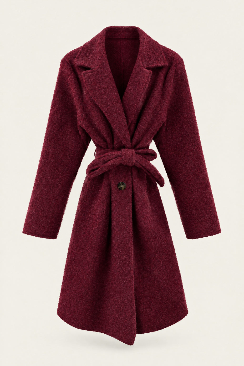 Manteau court bouclé ceinturé