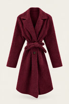 Manteau court bouclé ceinturé