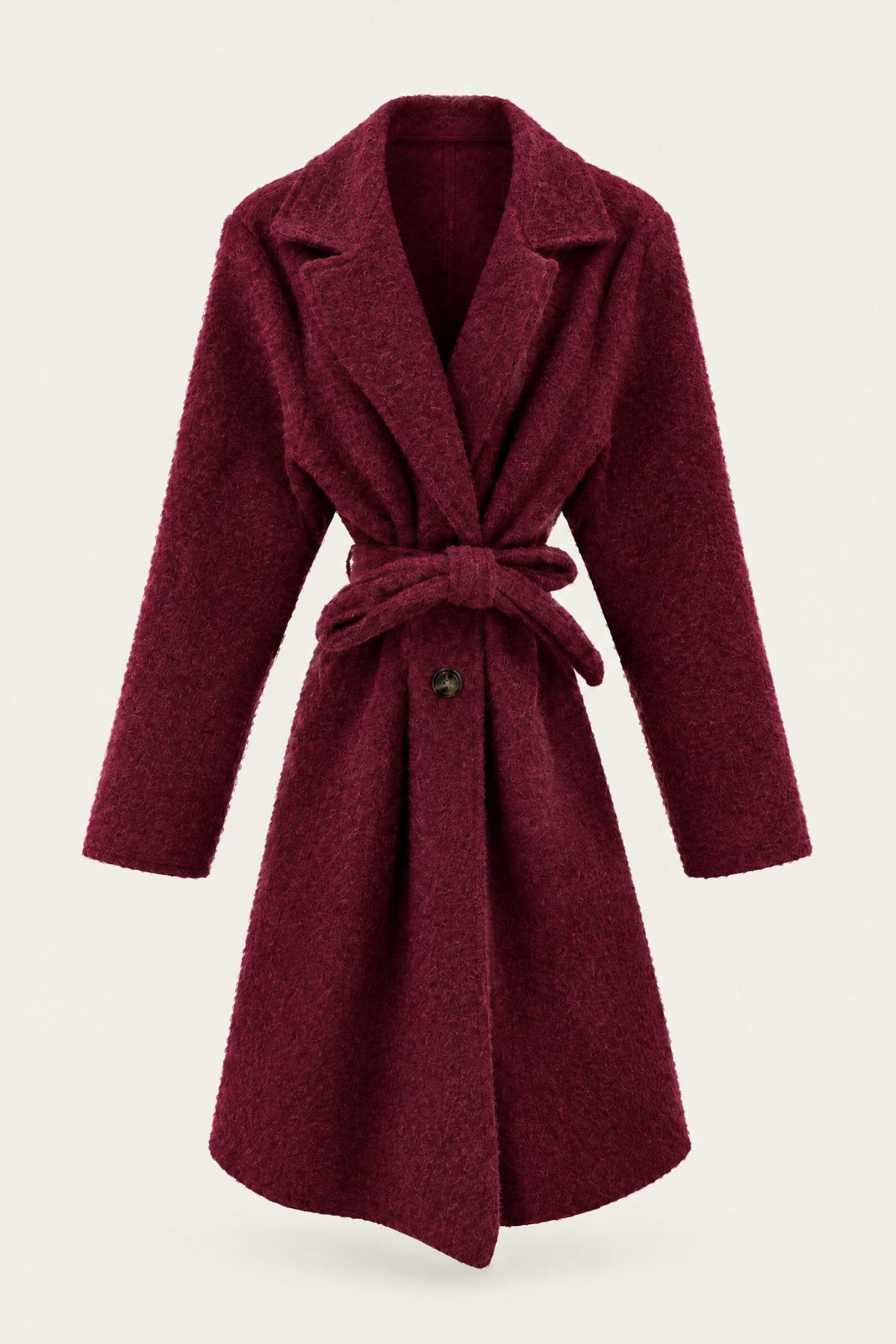 Manteau court bouclé ceinturé