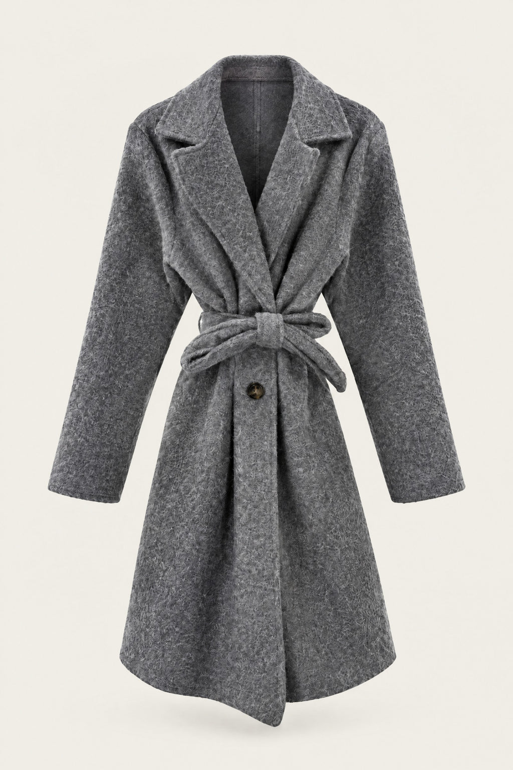 Manteau court bouclé ceinturé