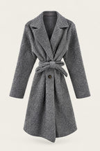 Manteau court bouclé ceinturé