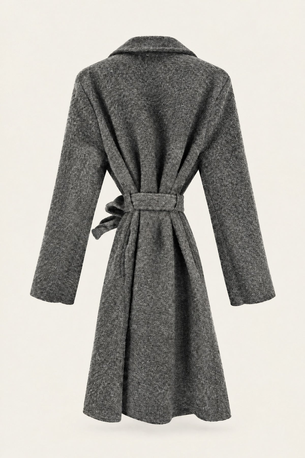 Manteau court bouclé ceinturé