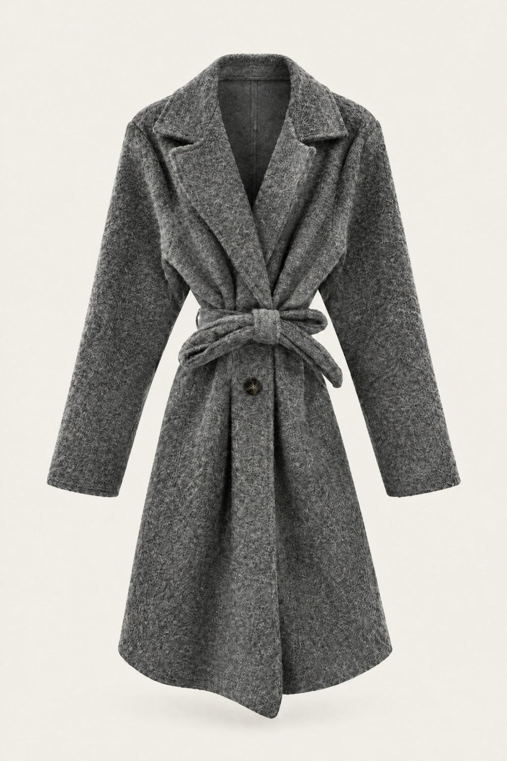 Manteau court bouclé ceinturé
