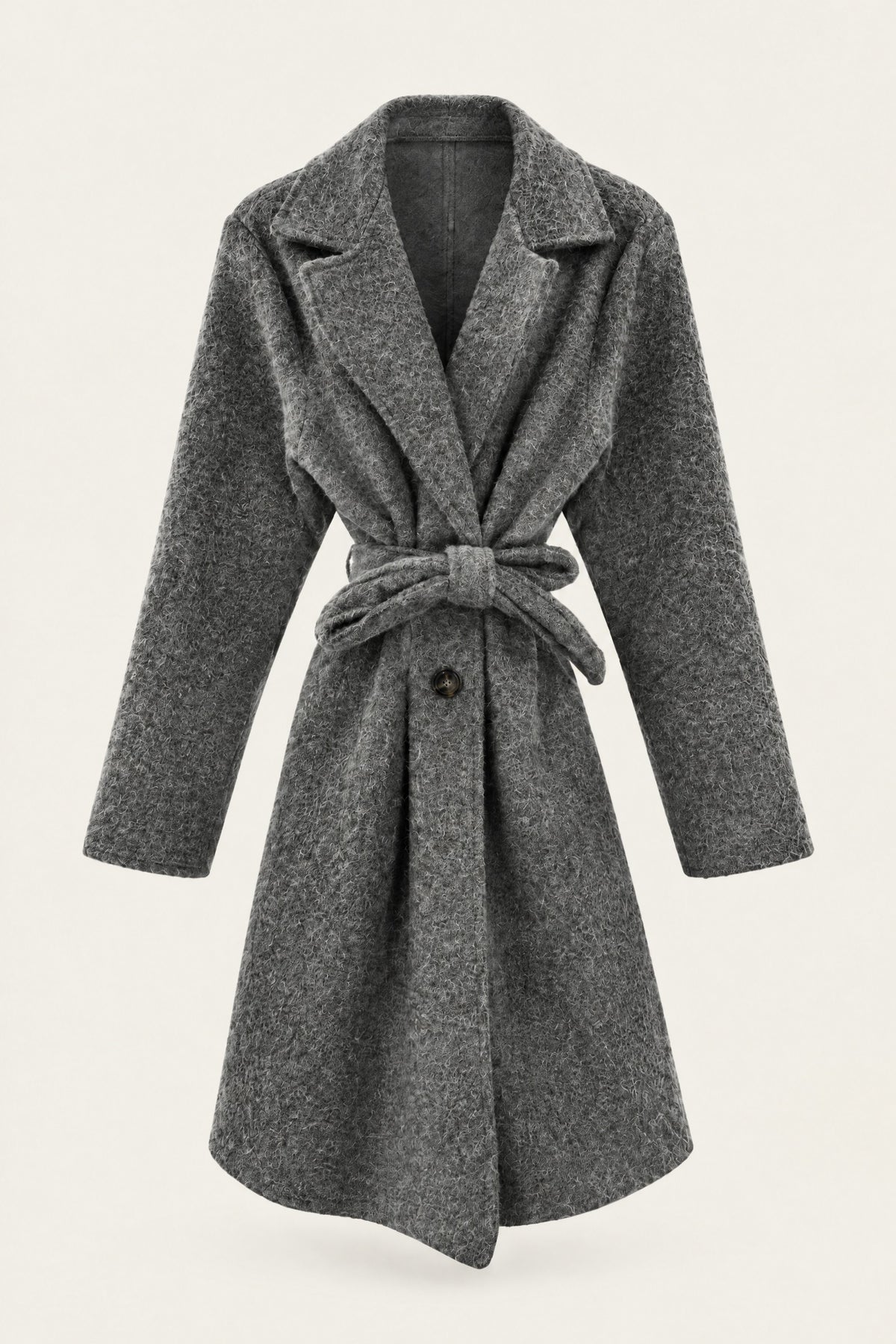 Manteau court bouclé ceinturé