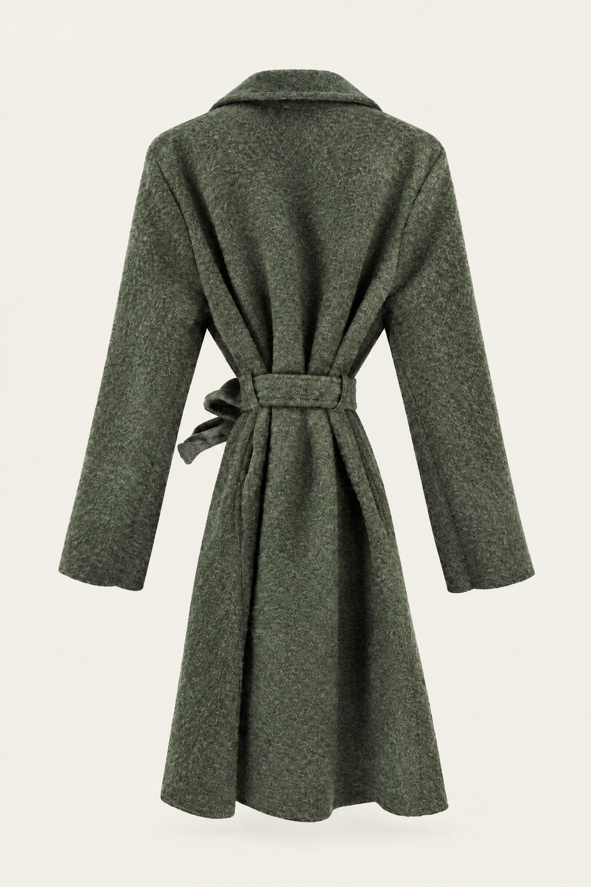 Manteau court bouclé ceinturé