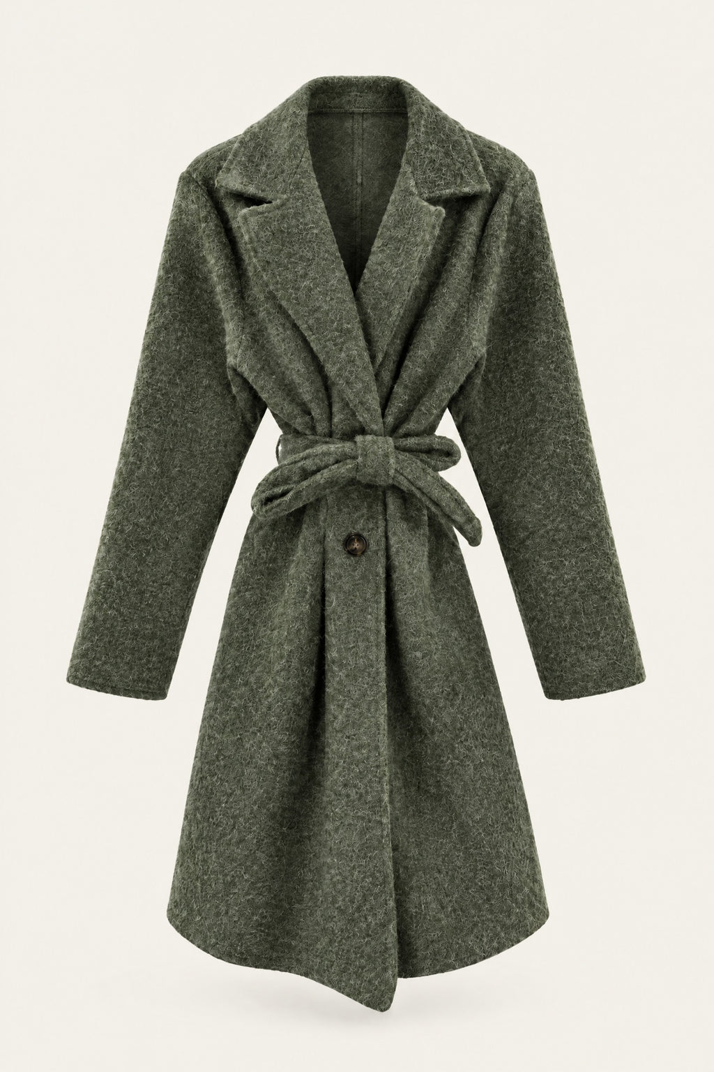 Manteau court bouclé ceinturé
