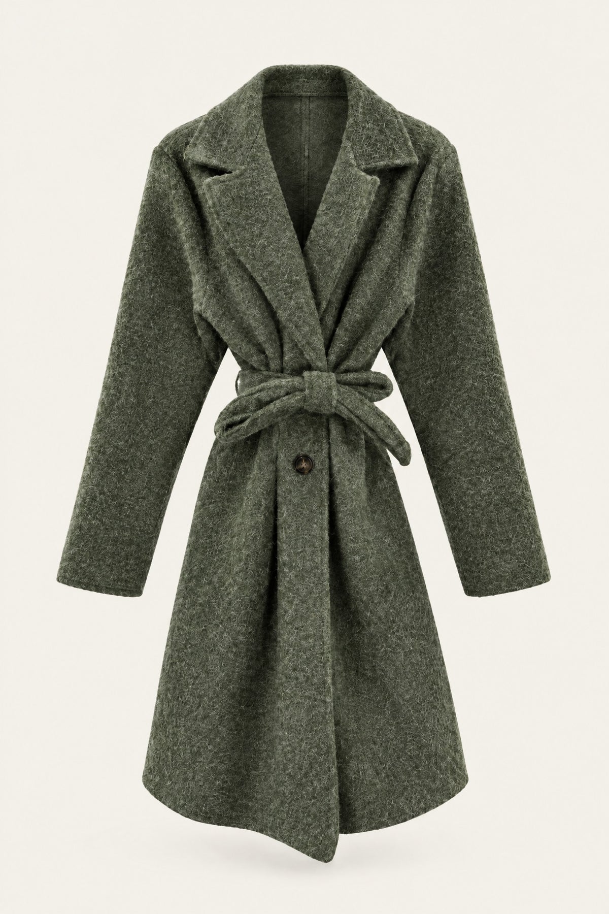 Manteau court bouclé ceinturé