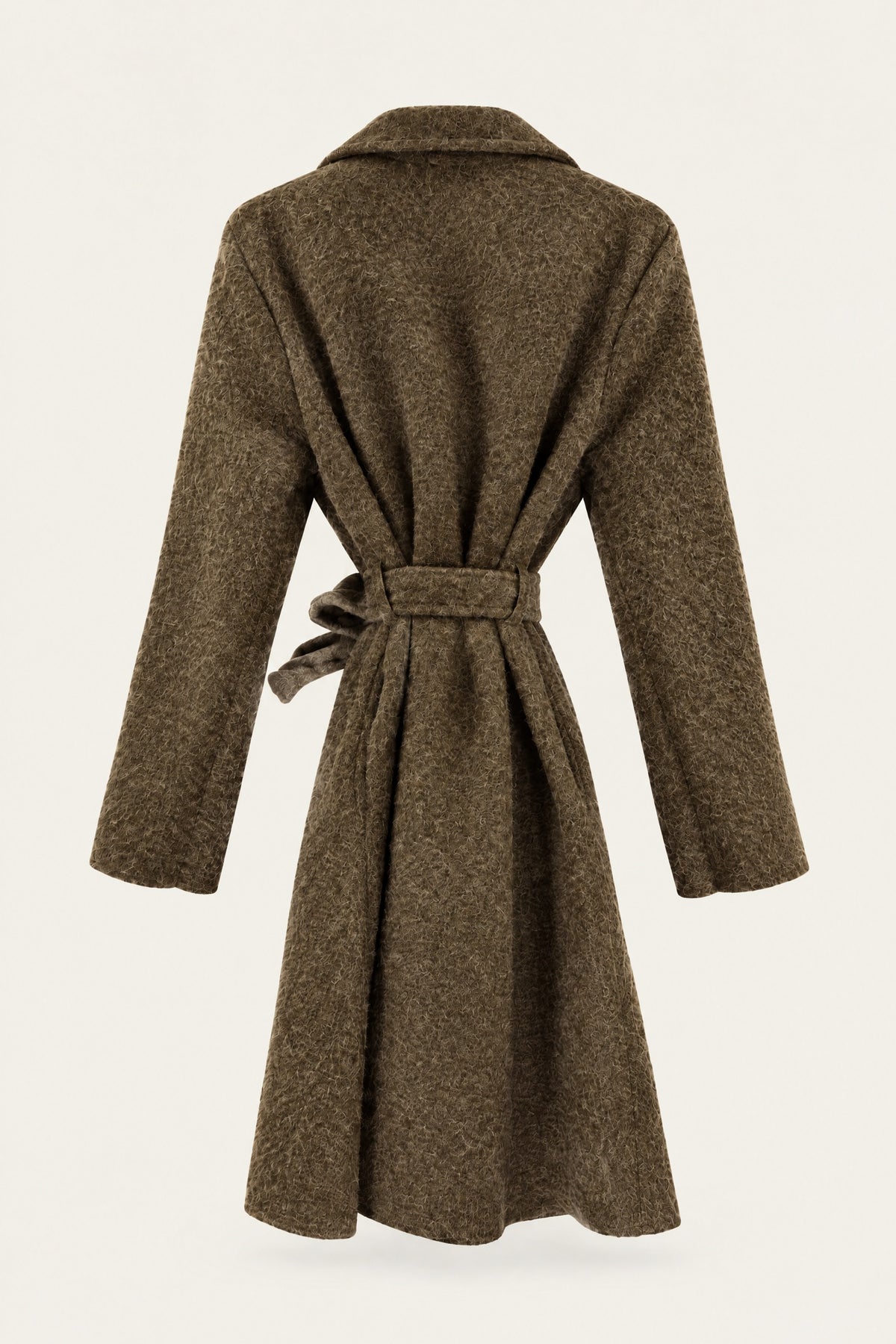 Manteau court bouclé ceinturé