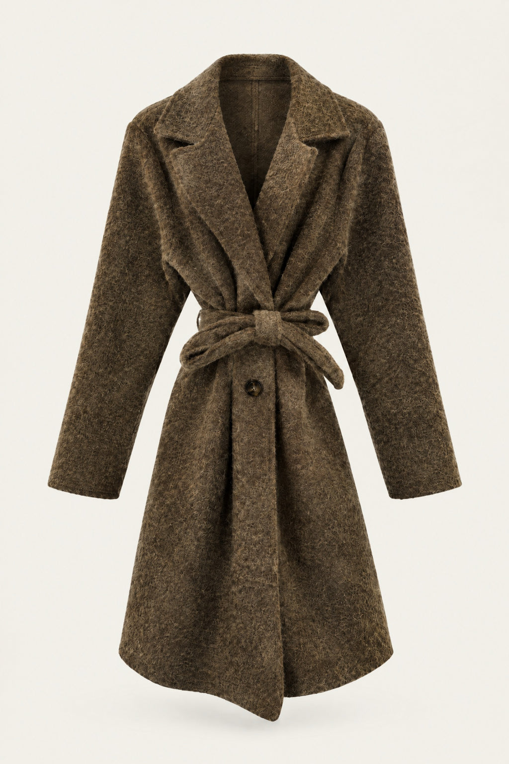 Manteau court bouclé ceinturé