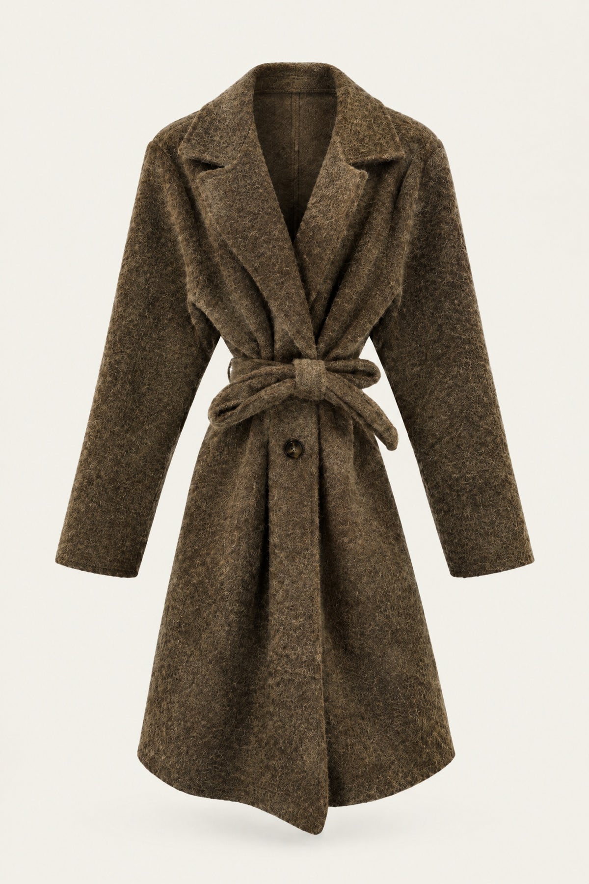 Manteau court bouclé ceinturé