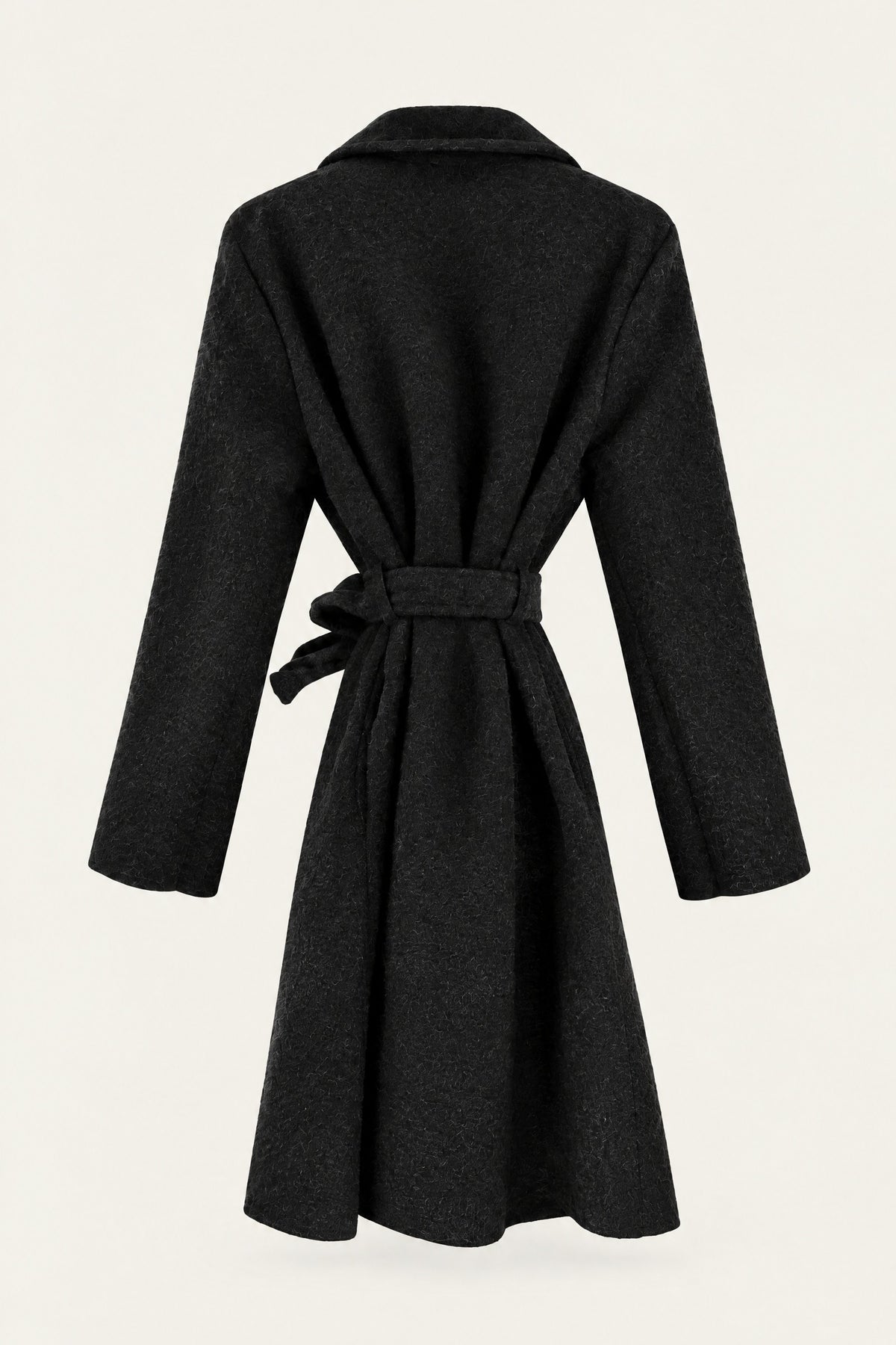 Manteau court bouclé ceinturé