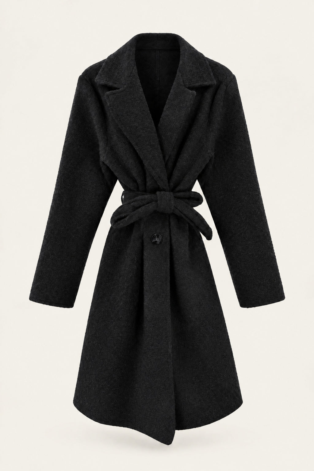 Manteau court bouclé ceinturé