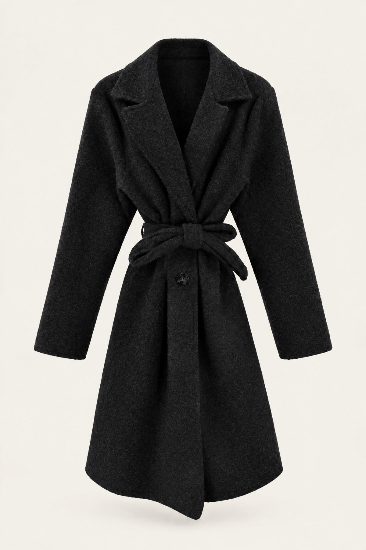 Manteau court bouclé ceinturé