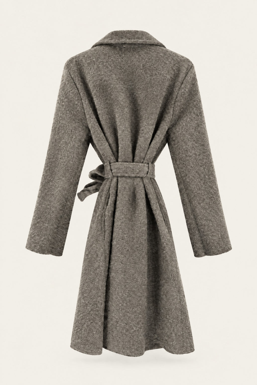 Manteau court bouclé ceinturé