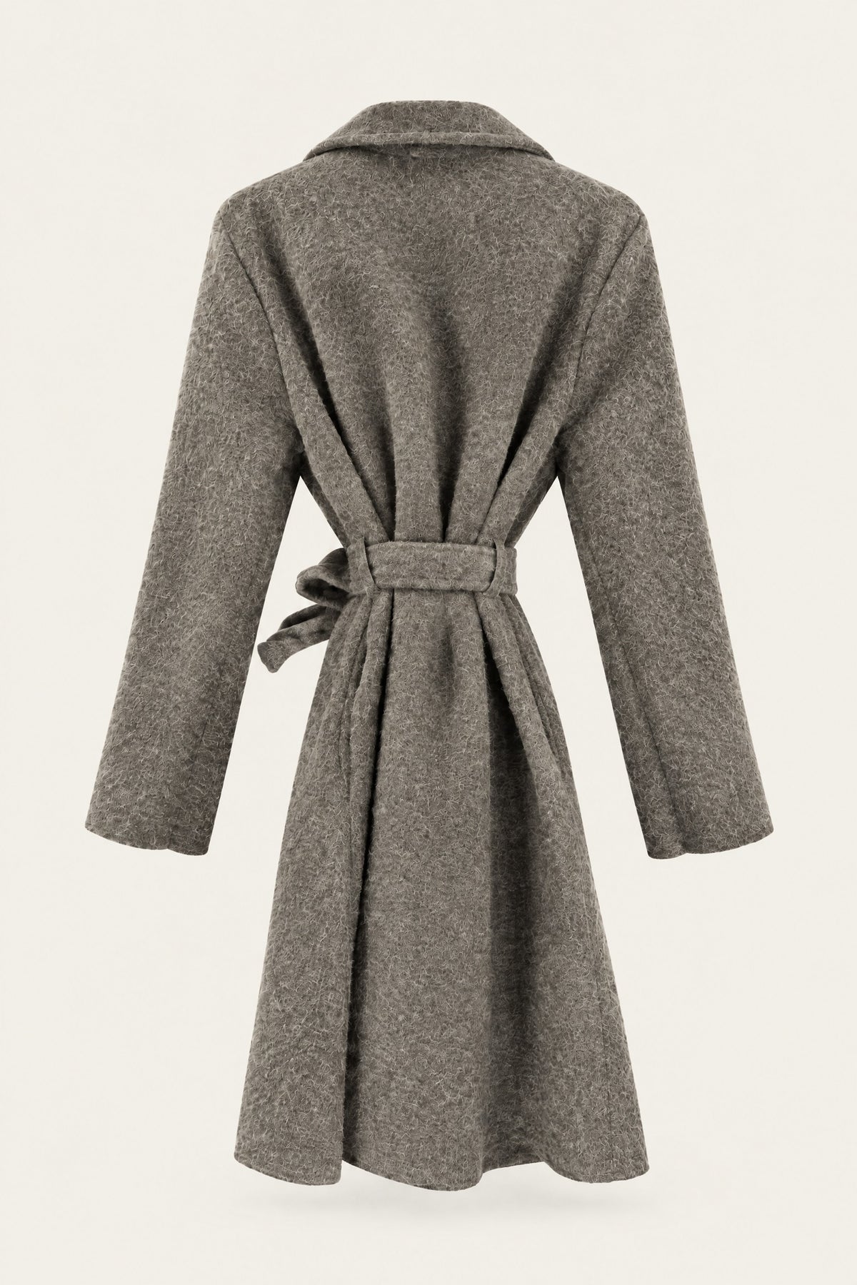 Manteau court bouclé ceinturé