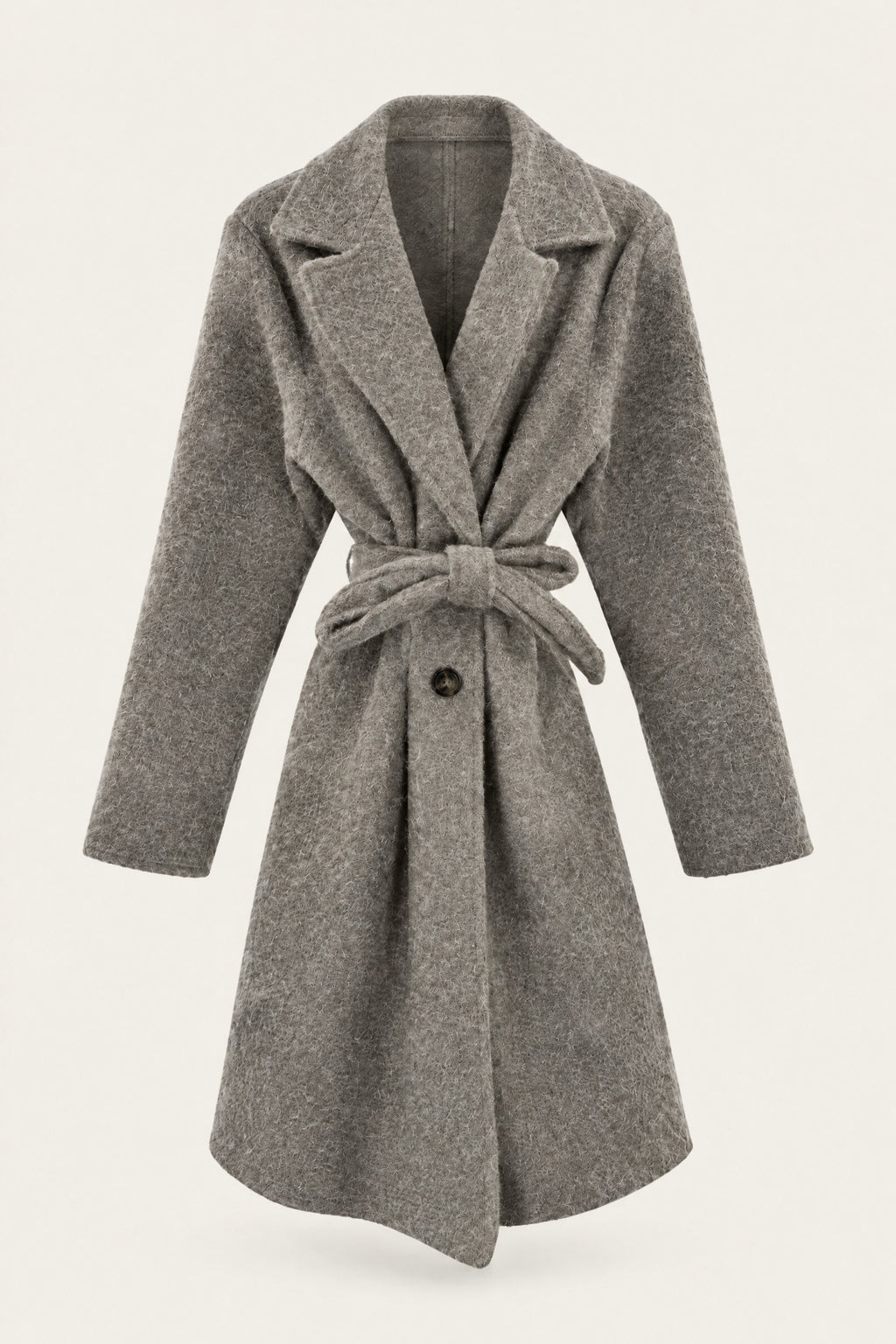 Manteau court bouclé ceinturé