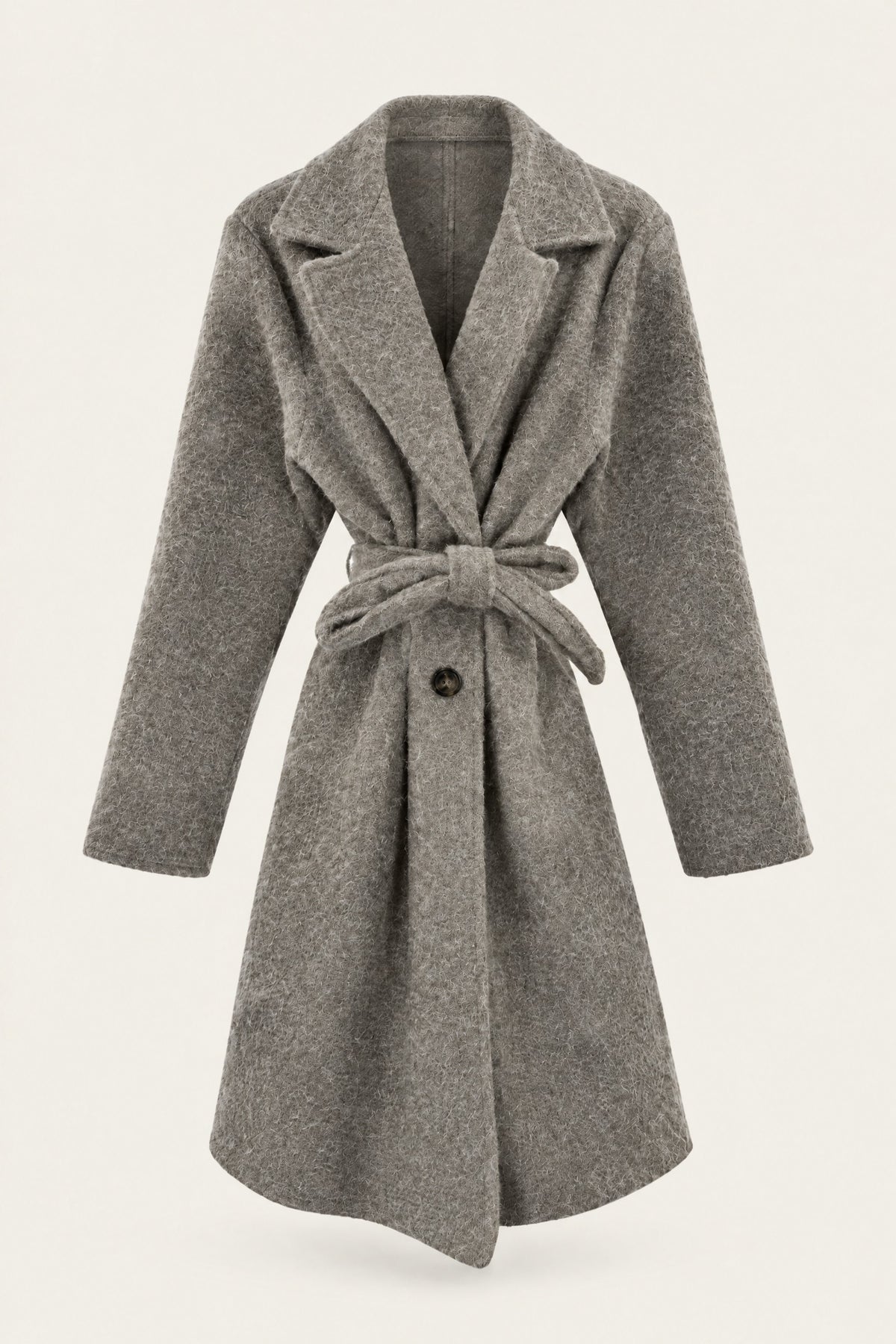 Manteau court bouclé ceinturé