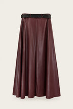 Jupe midi évasée effet cuir