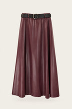 Jupe midi évasée effet cuir