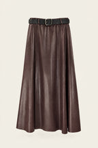 Jupe midi évasée effet cuir