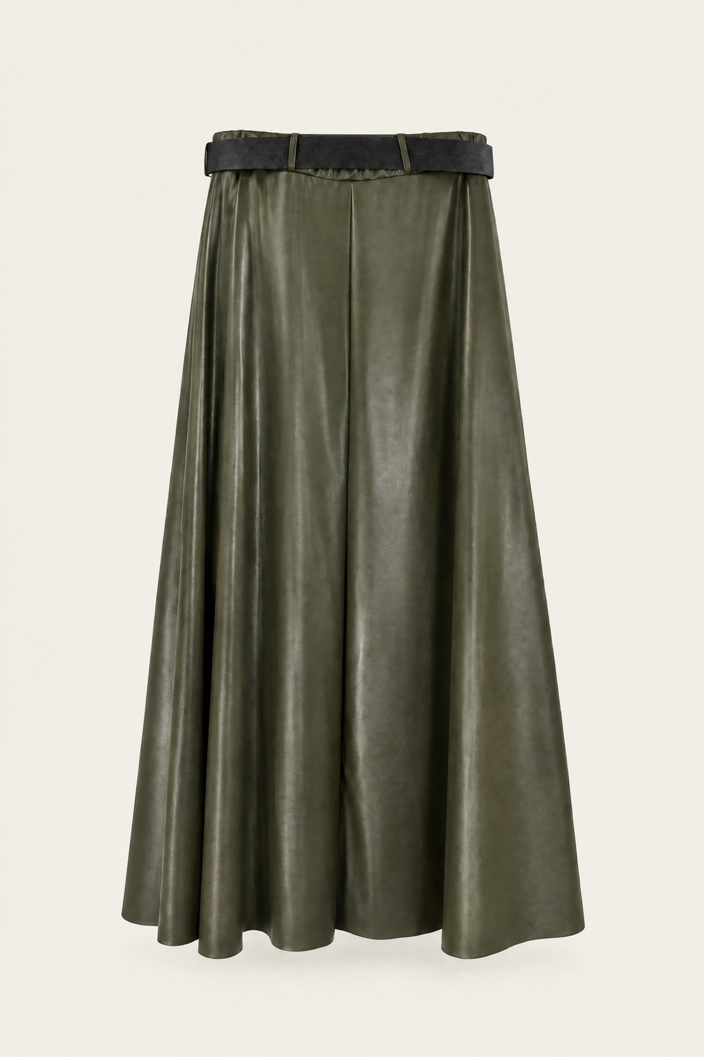 Jupe midi évasée effet cuir