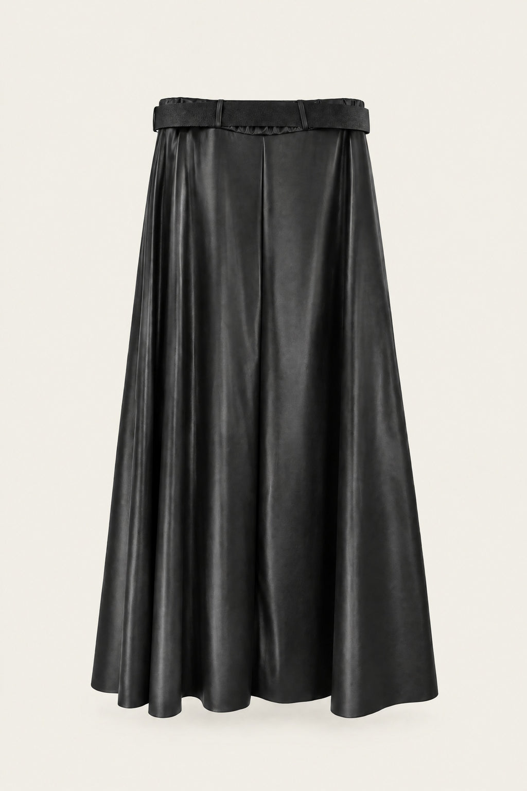 Jupe midi évasée effet cuir