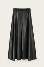 Jupe midi évasée effet cuir