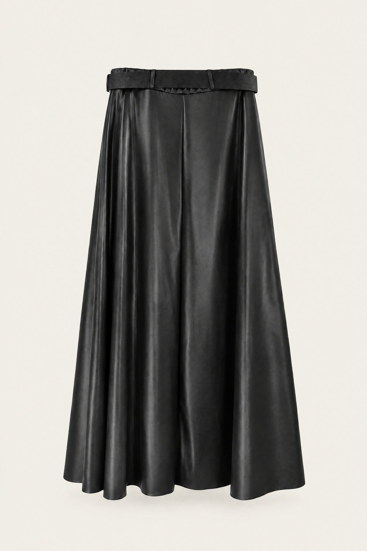 Jupe midi évasée effet cuir