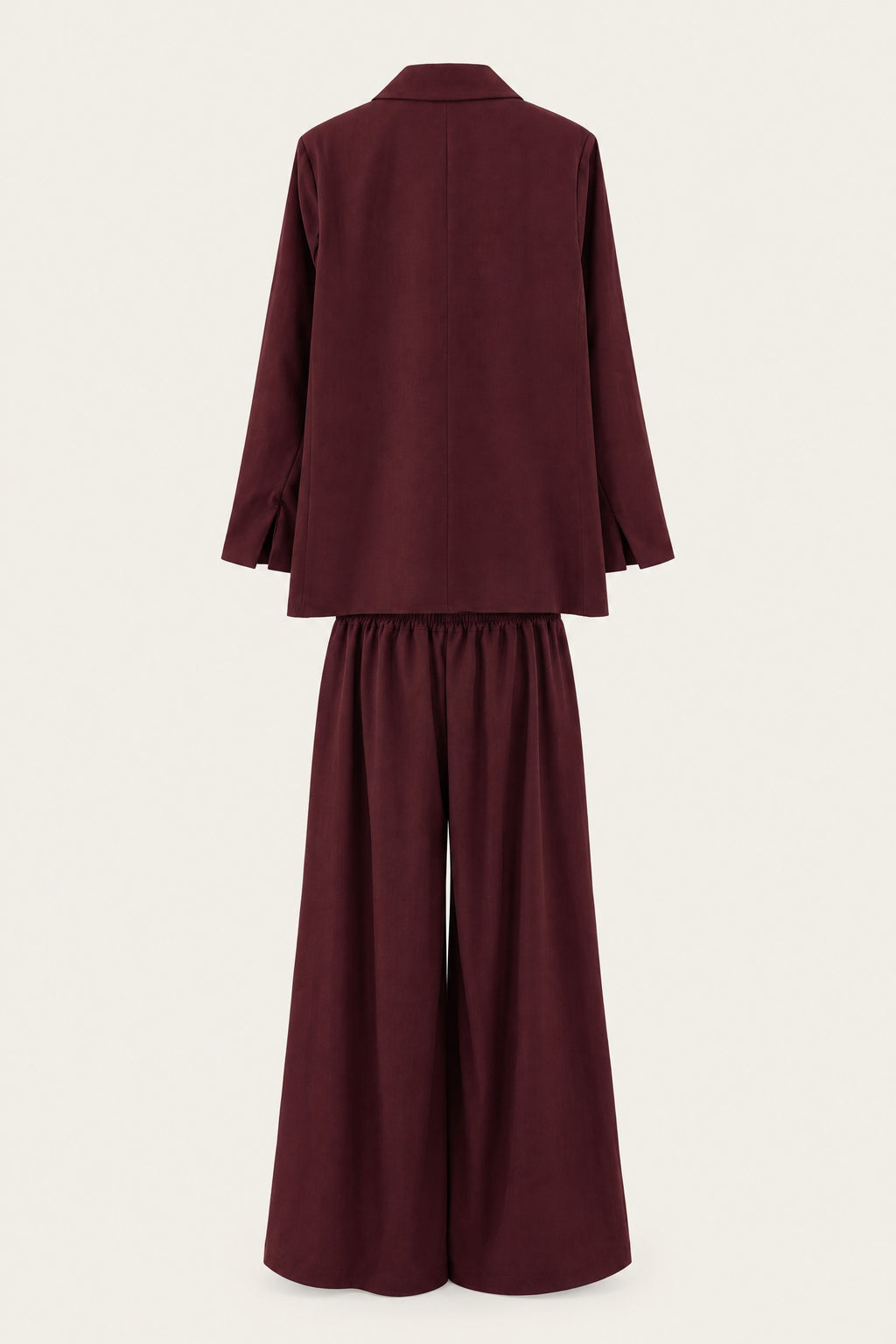 Ensemble tailleur oversize blazer et pantalon large – Bordeaux – EMORA