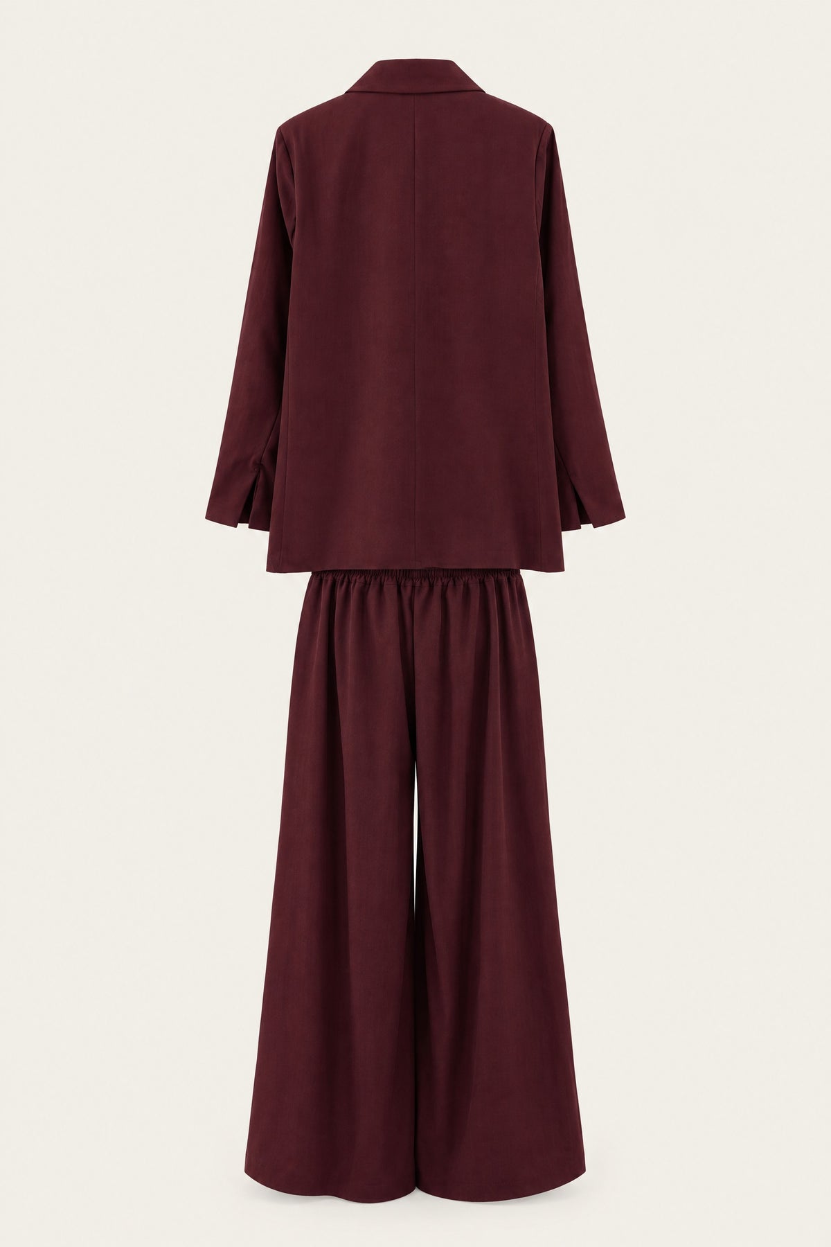 Ensemble tailleur oversize blazer et pantalon large – Bordeaux – EMORA