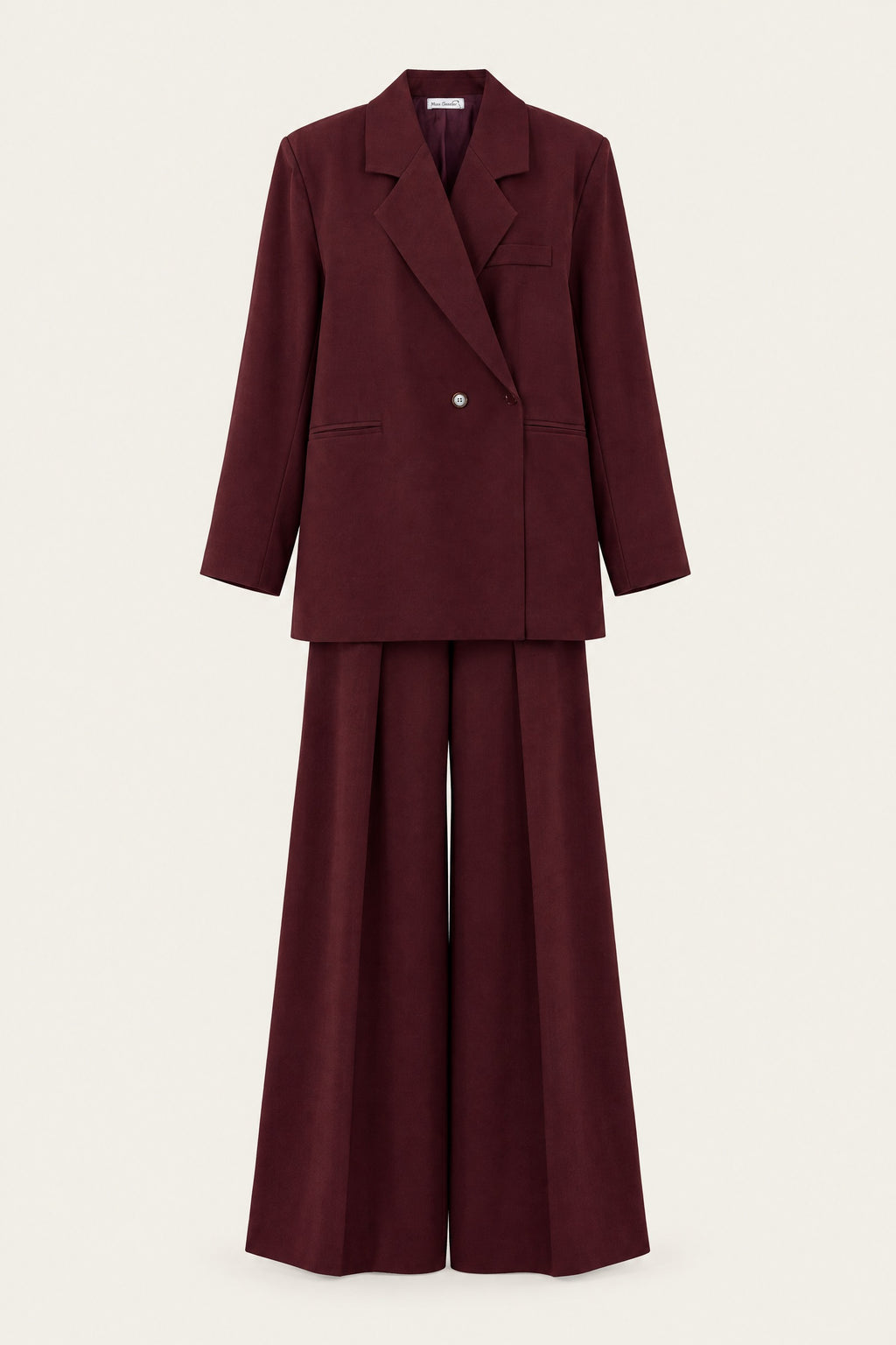 Ensemble tailleur oversize blazer et pantalon large – Bordeaux – EMORA