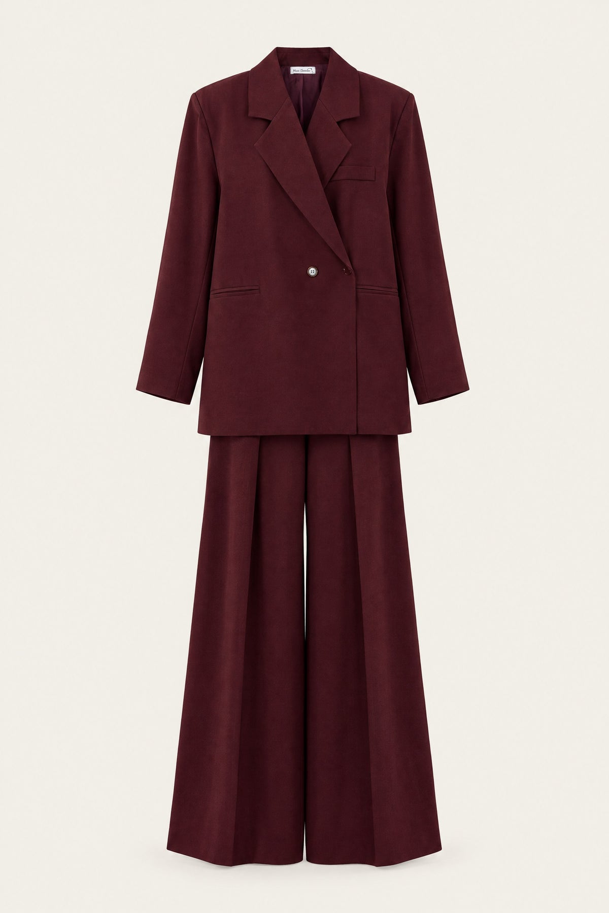 Ensemble tailleur oversize blazer et pantalon large – Bordeaux – EMORA