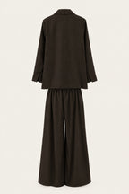 Ensemble tailleur oversize blazer et pantalon large – Chocolat – EMORA