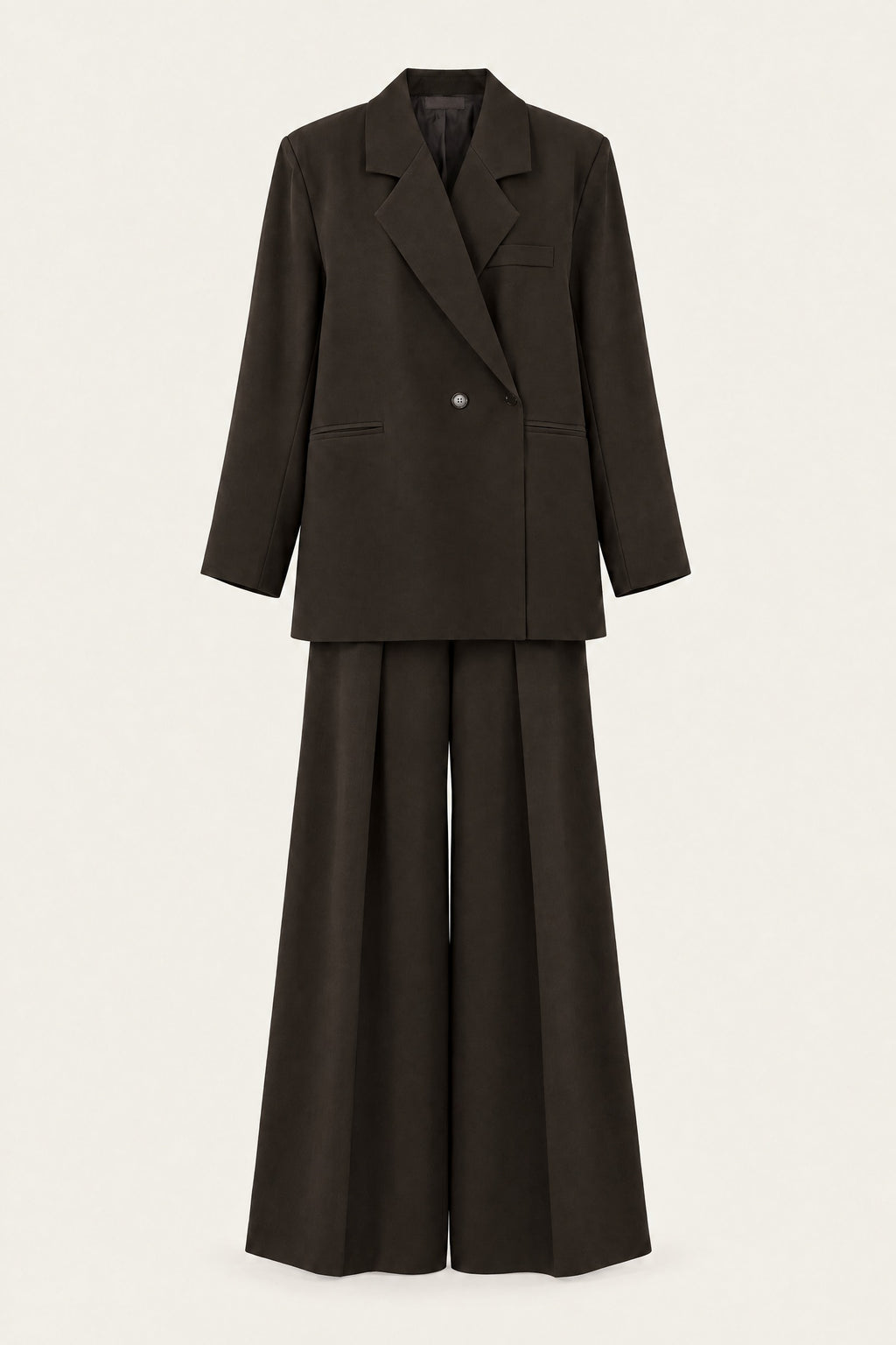 Ensemble tailleur oversize blazer et pantalon large – Chocolat – EMORA