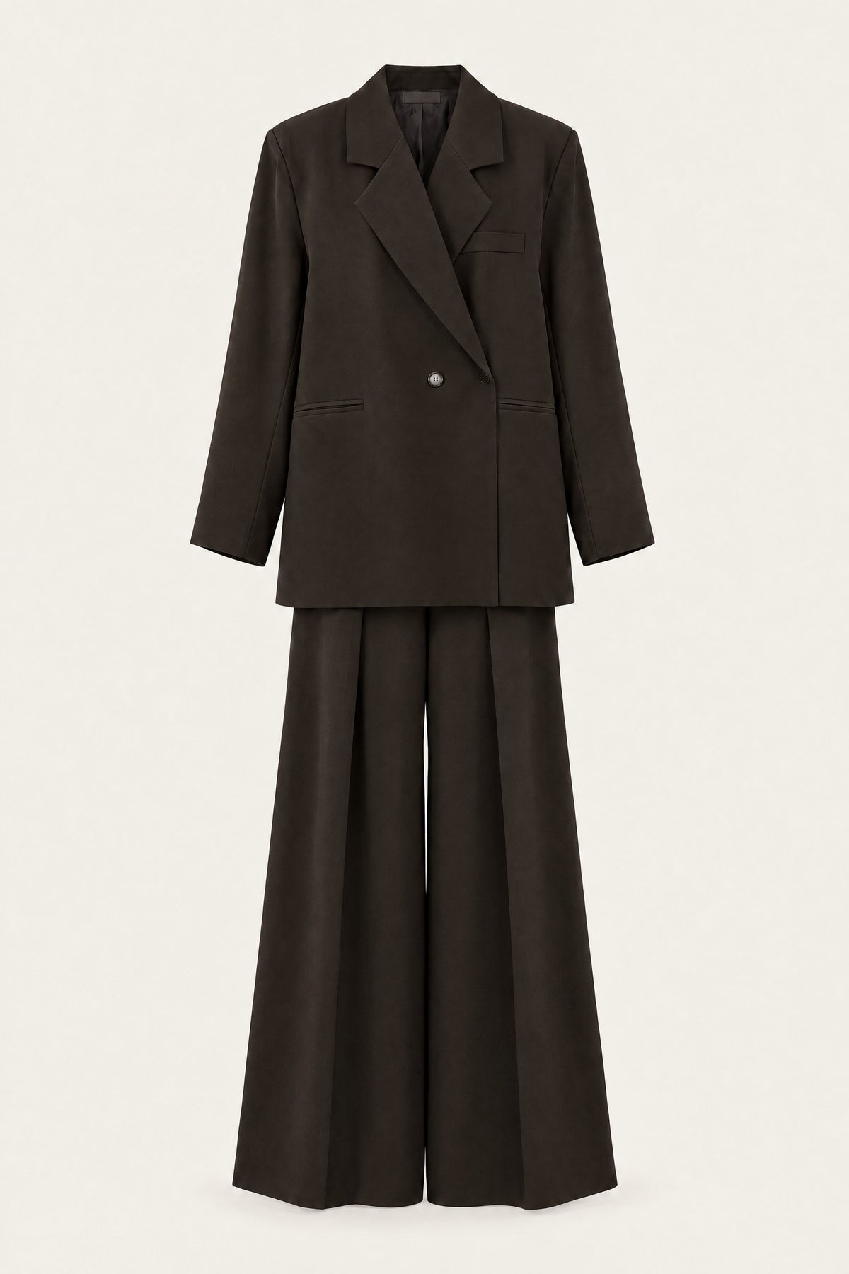 Ensemble tailleur oversize blazer et pantalon large – Chocolat – EMORA