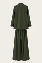 Ensemble tailleur oversize blazer et pantalon large – Kaki – EMORA