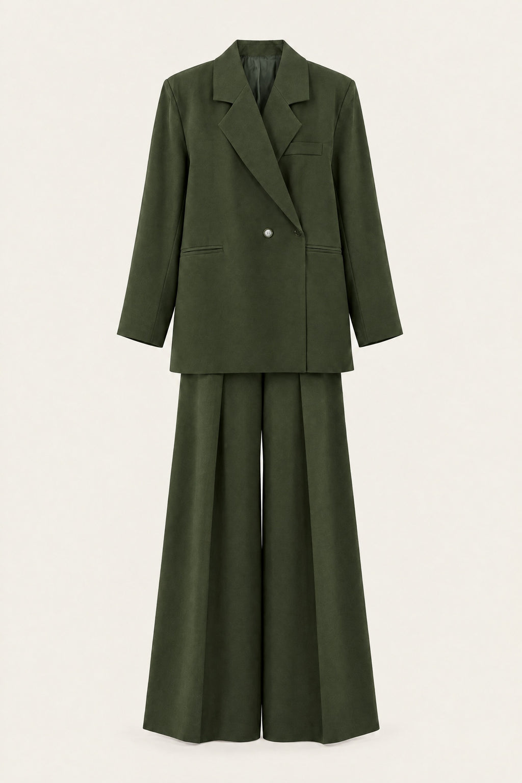 Ensemble tailleur oversize blazer et pantalon large – Kaki – EMORA