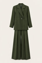 Ensemble tailleur oversize blazer et pantalon large – Kaki – EMORA