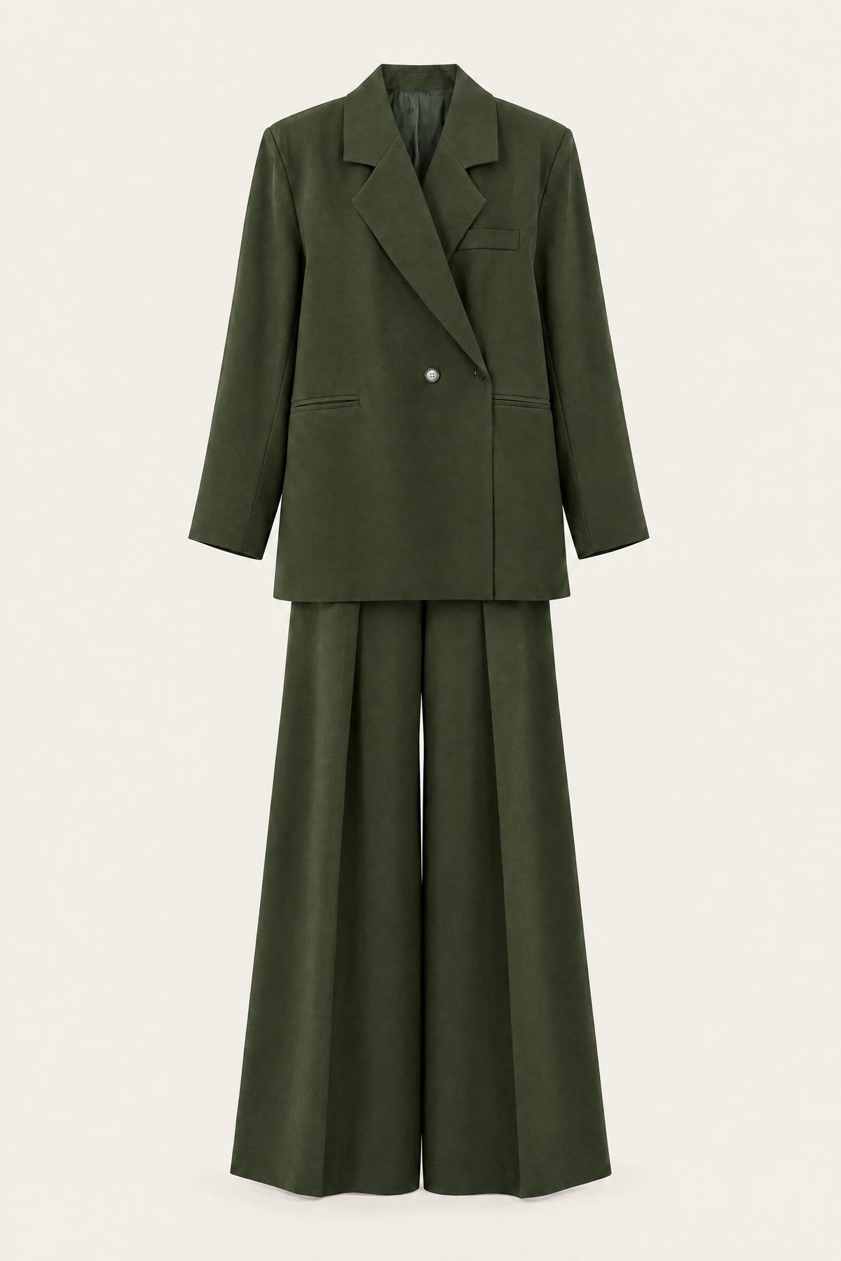 Ensemble tailleur oversize blazer et pantalon large – Kaki – EMORA