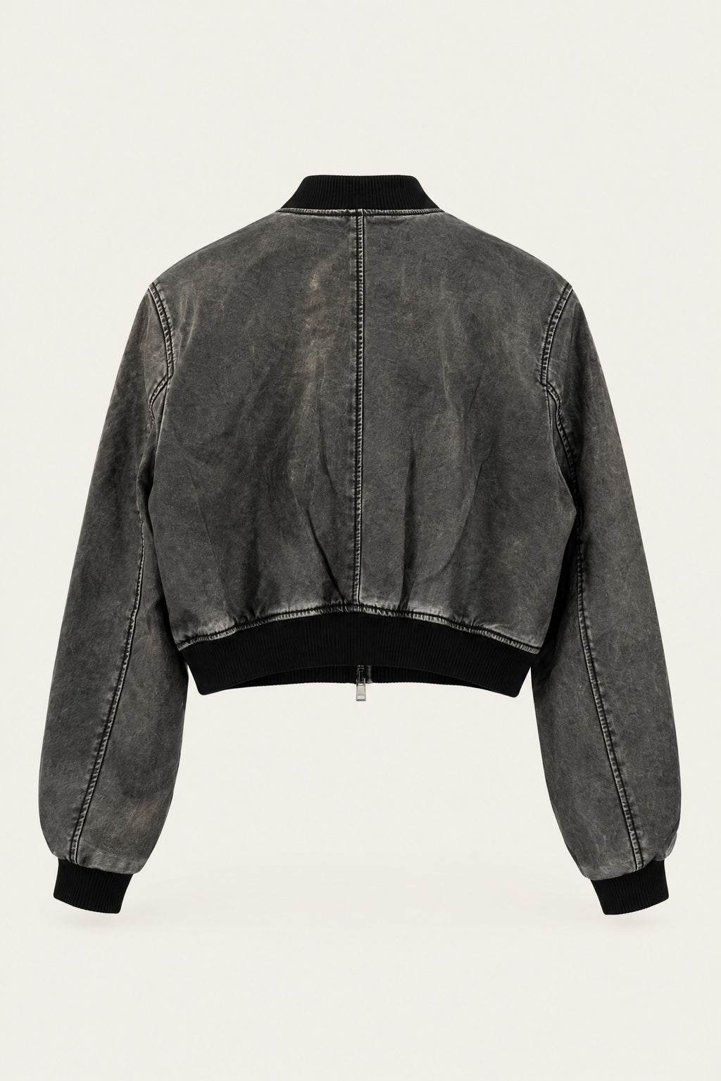 Blouson bomber court effet délavé – Gris – EMORA