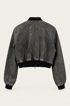 Blouson bomber court effet délavé – Gris – EMORA