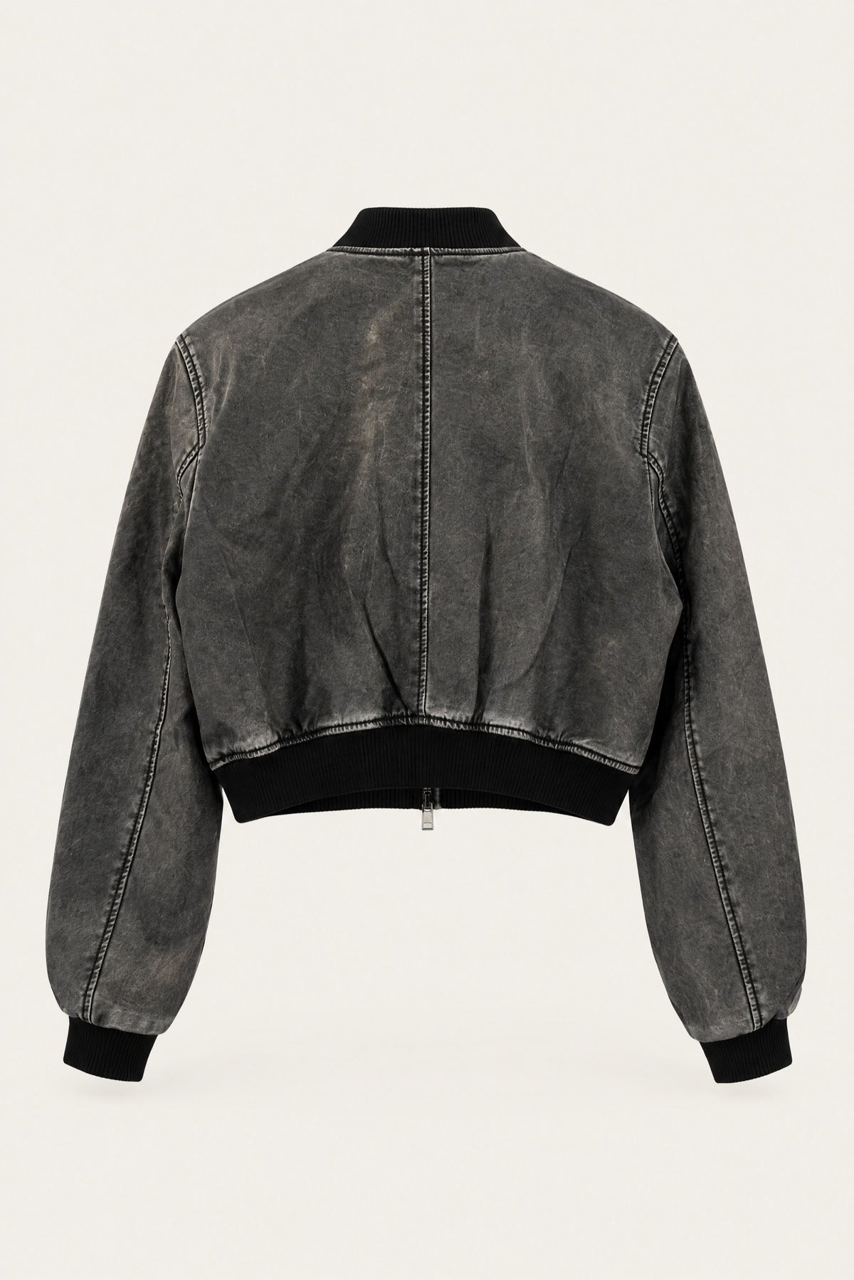 Blouson bomber court effet délavé – Gris – EMORA