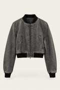 Blouson bomber court effet délavé – Gris – EMORA