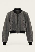Blouson bomber court effet délavé – Gris – EMORA