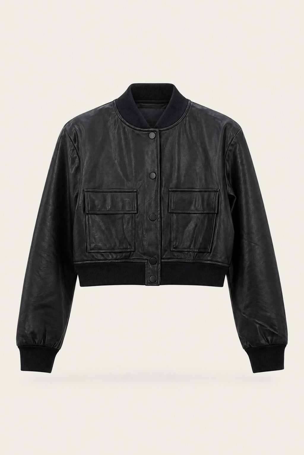 Blouson bomber court en similicuir – Noir – EMORA