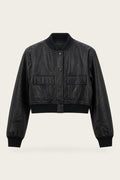Blouson bomber court en similicuir – Noir – EMORA