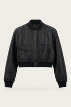 Blouson bomber court en similicuir – Noir – EMORA